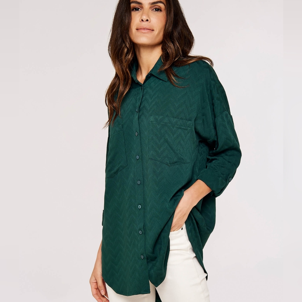 Herringbone Texture Buttondown Blouse